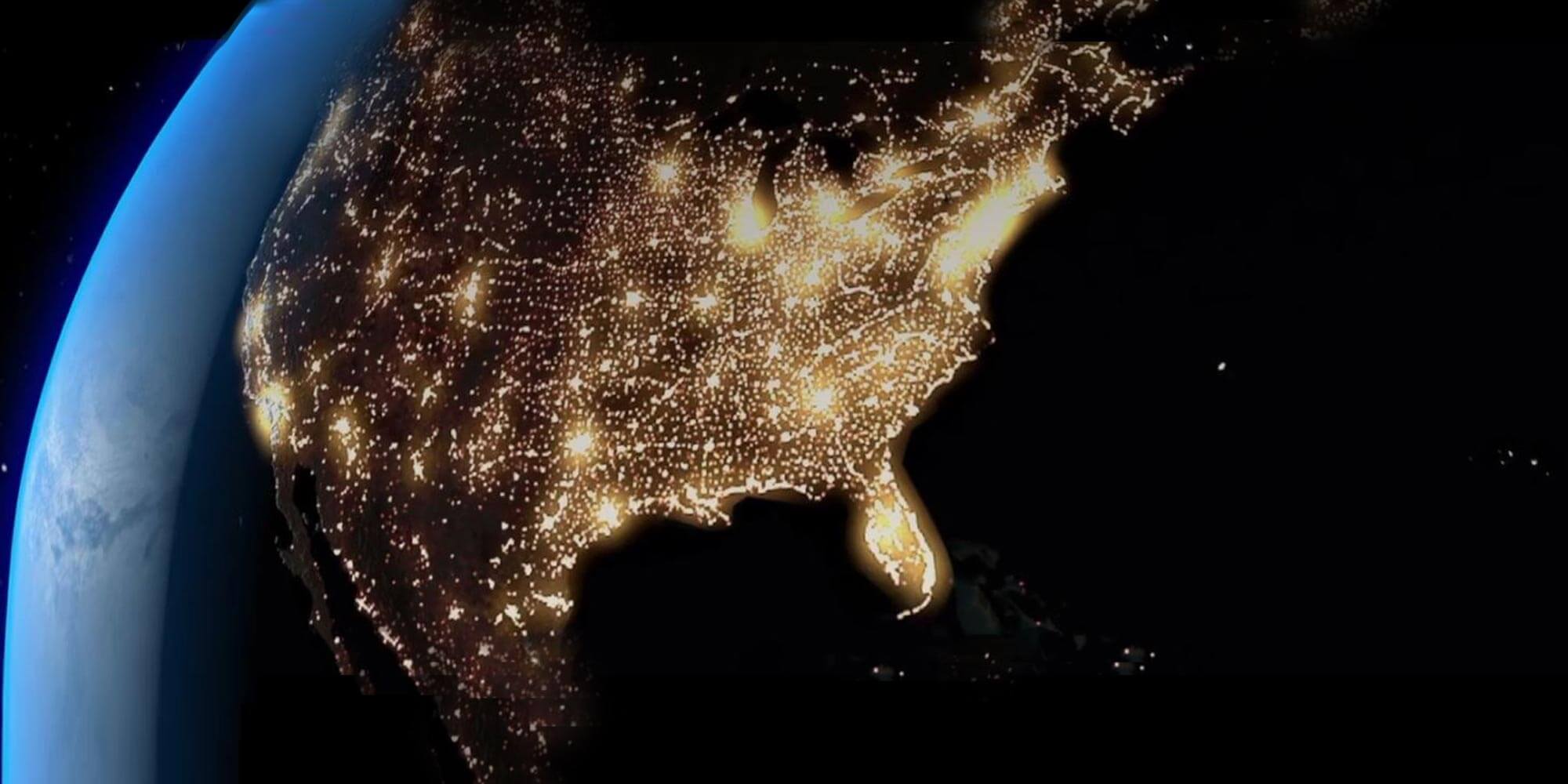 United States global view at night