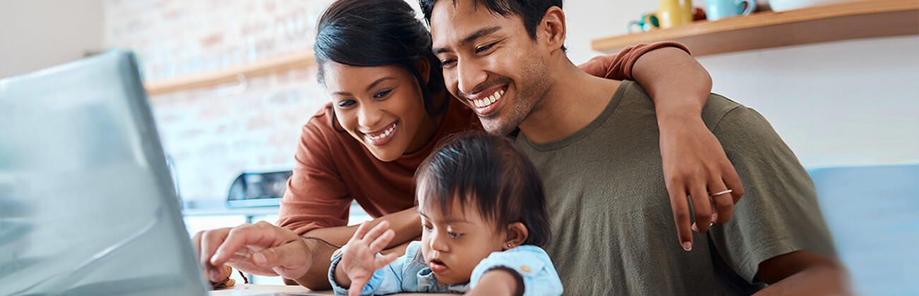 young family securely browses internet