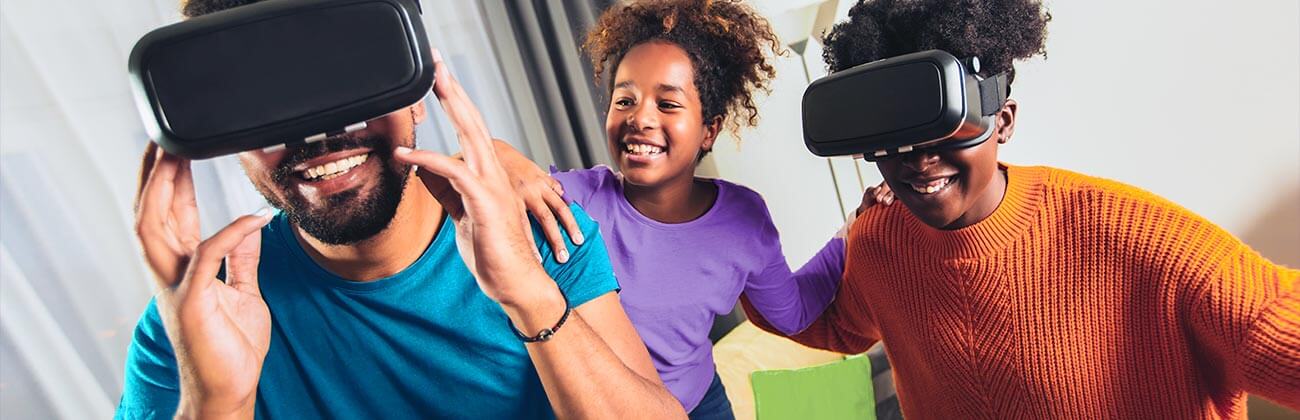 Family enjoys VR gaming together